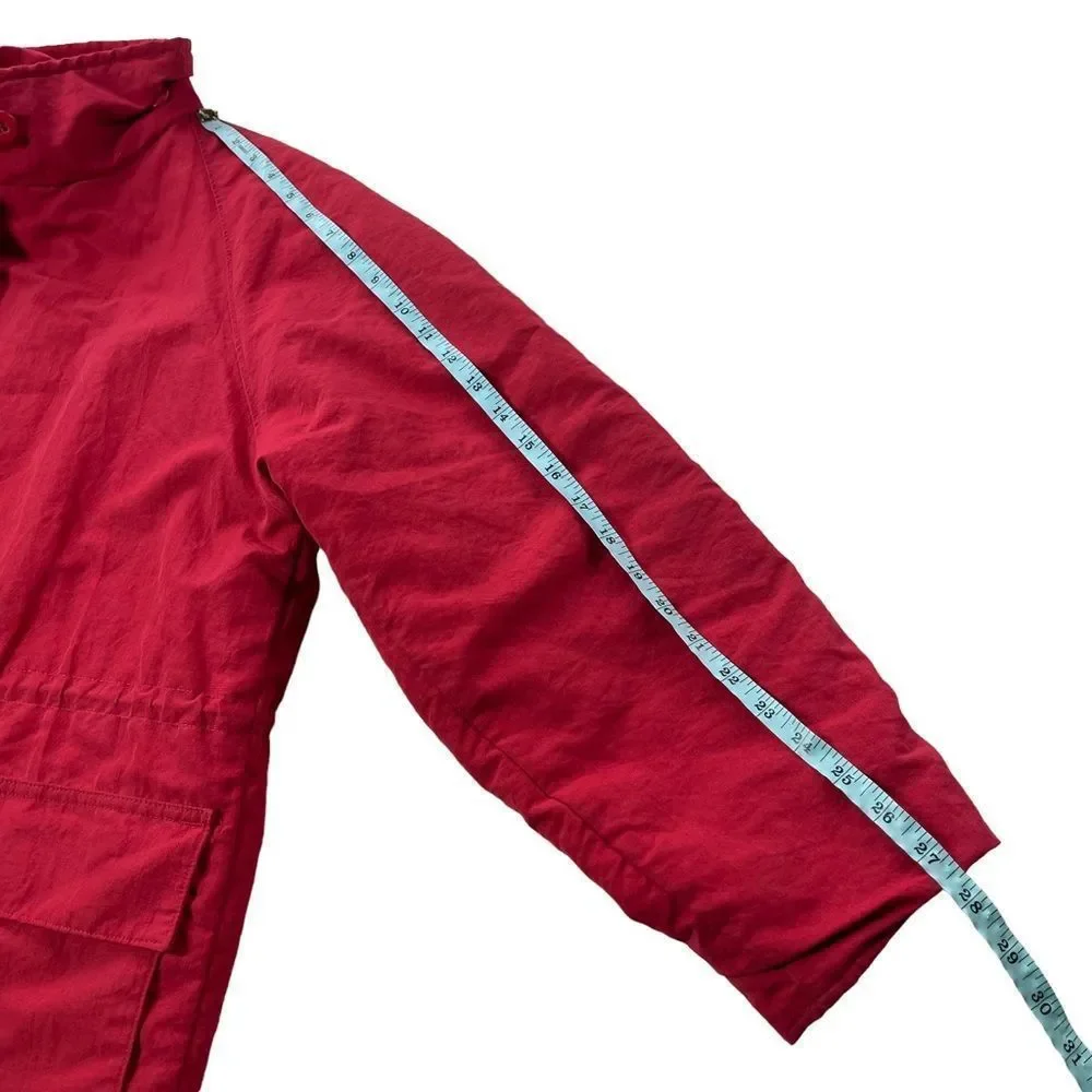 Woolrich Full Zip Coat Womens Medium Red Wool Thinsulate Parka - Picture 8 of 9